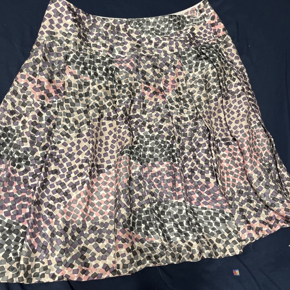 Victor Alfaro Silk Wide Pleated Skirt With Colorful Squares Size 12